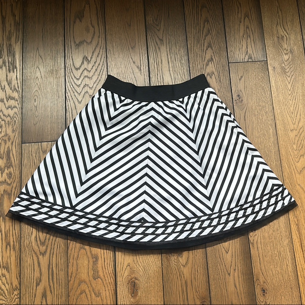 Black and White Striped Women's Skirt - Picture 2 of 4
